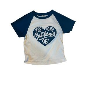 Urban Nation Sz S Juniors Short Sleeve Top Blue And White